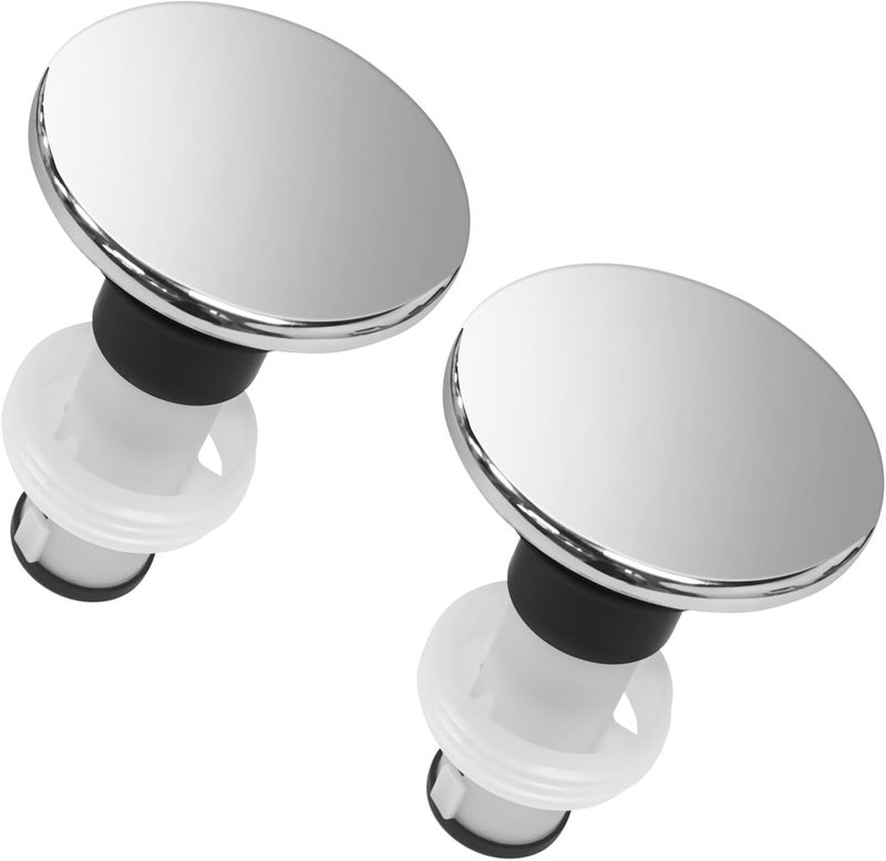 ulapithi 972-098A Drain Stopper Polished Chrome Sink Stopper, Drain Sink Plug Part Push & Seal Drain Stopper Assembly Part STPR Push Seal in Chrome - 2PCS - Image 1